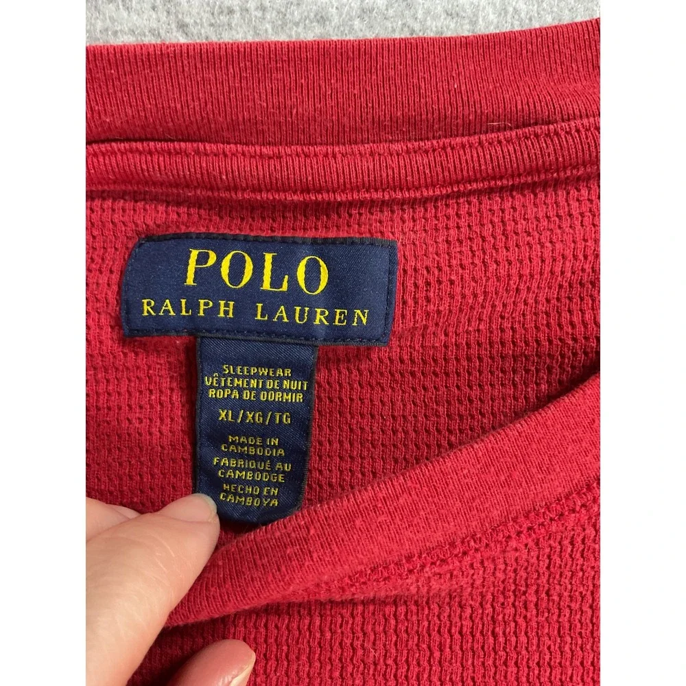 Polo Ralph Lauren Mens XL Red Waffle Knit Thermal Long Sleeve Sleepwear 1745